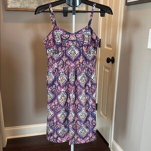 J. Crew Purple and White Patterned Dress